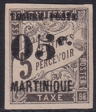 Martinique 1892 Sc 22 MNG(*) truncated "c" variety