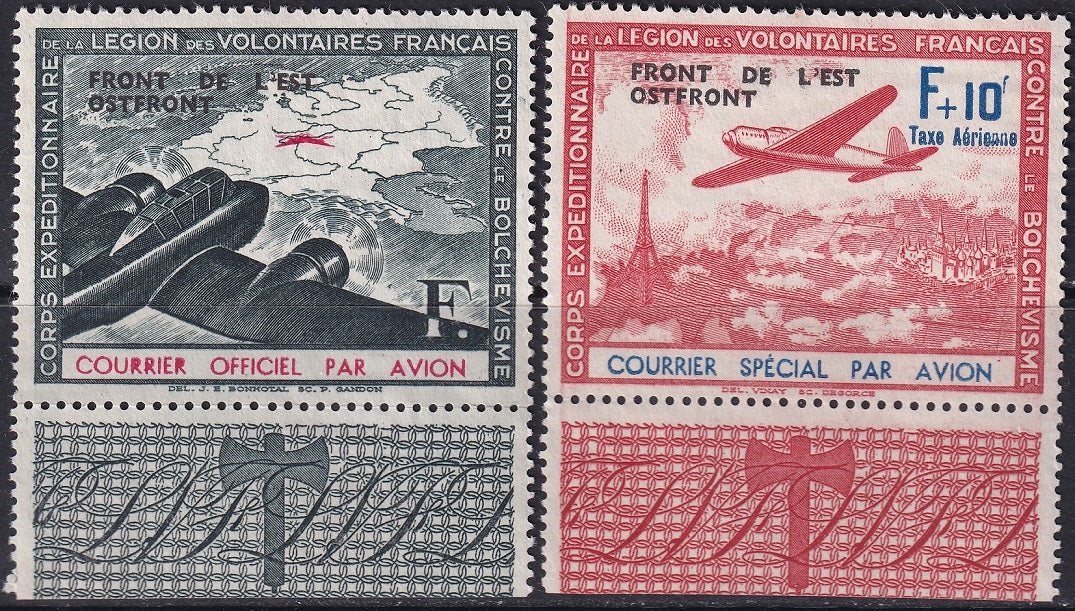 France 1942 Yt 4-5 Legion des Volontaires overprint set MNG(*) with tabs