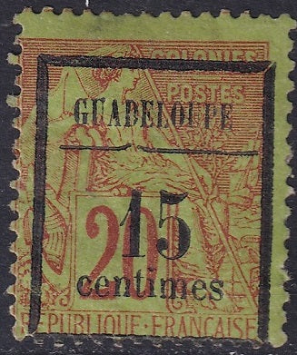 Guadeloupe 1884 Sc 4 var MH* "broken line" variety couple small thins