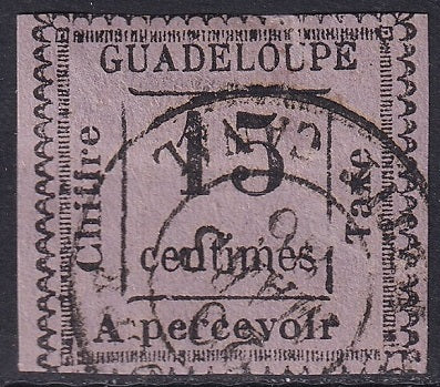 Guadeloupe 1884 Sc J8 postage due used small thins Petit-Canal cancel