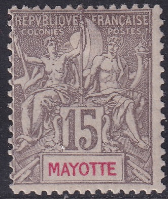 Mayotte 1900 Sc 8 MH* experts mark