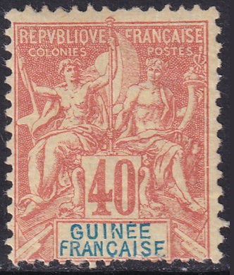 French Guinea 1892 Sc 13 MLH* partial gum thin