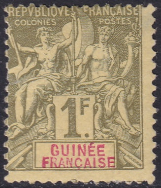 French Guinea 1892 Sc 17 MLH* partial gum