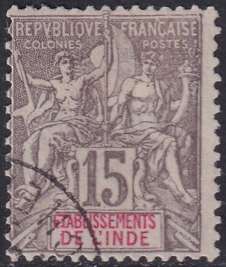 French India 1900 Sc 8 used light cancel