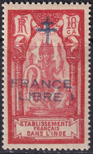 French India 1942 Sc 162 var MH* "lean overprint" variety