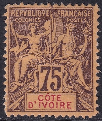 Ivory Coast 1892 Sc 16 MH* tiny corner thin
