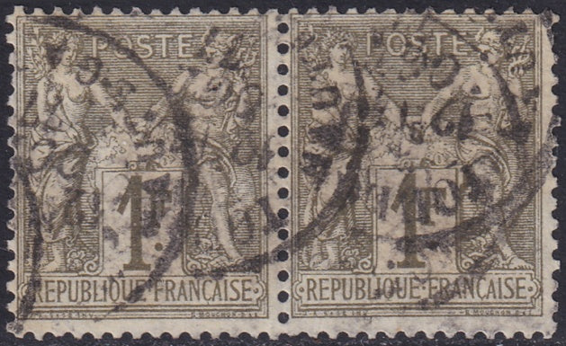 France 1876 Sc 76 pair used type I