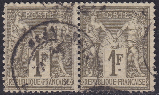 France 1876 Sc 76 pair used type I