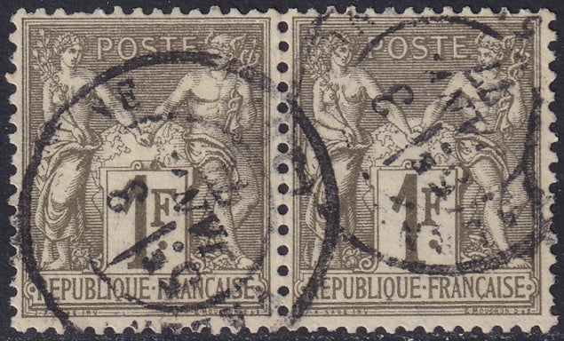 France 1876 Sc 76 pair used type I