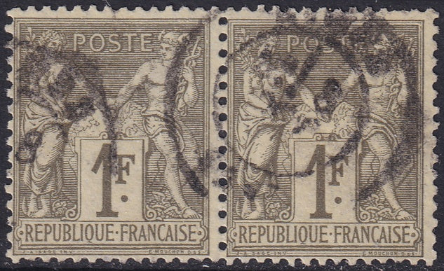 France 1876 Sc 76 pair used type I