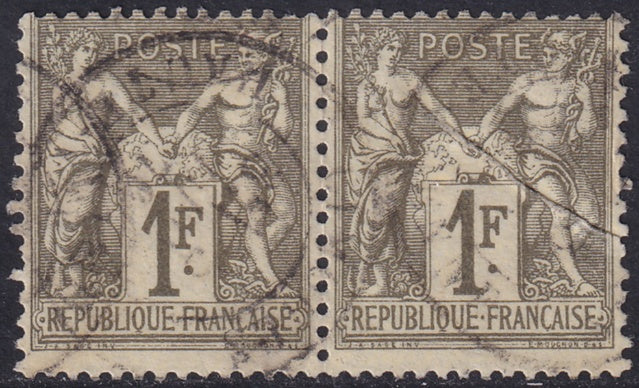 France 1876 Sc 76 pair used type I