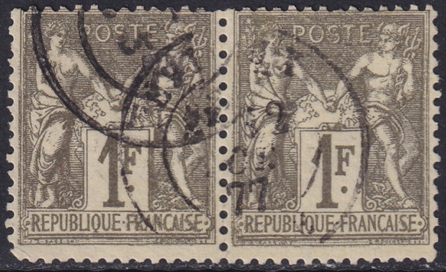 France 1876 Sc 76 pair used type I