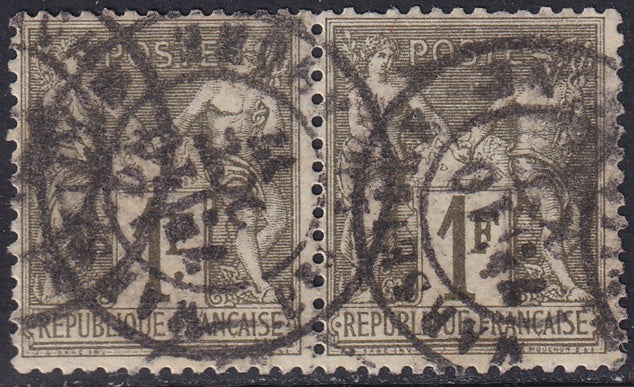 France 1876 Sc 76 pair used Marseille cancels type I