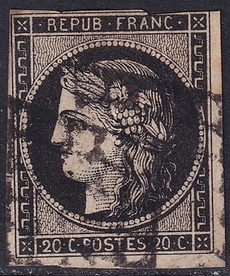 France 1849 Sc 3 used grille cancel