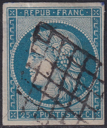 France 1850 Sc 6 used grille cancel thins