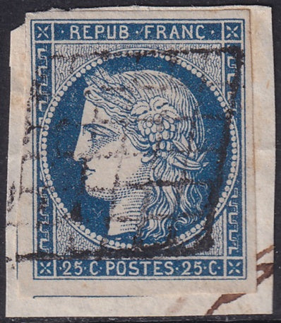 France 1850 Sc 6a used grille cancel on piece