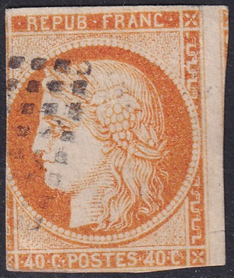 France 1850 Sc 7 used PC cancel cut in top margin