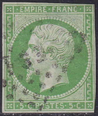 France 1854 Sc 13 used Paris "ES1" district cancel thin