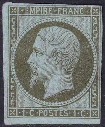 France 1860 Sc 12 used light cancel small thin