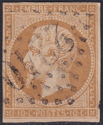 France 1860 Sc 14c used "2240" (Marseille) GC cancel small thin