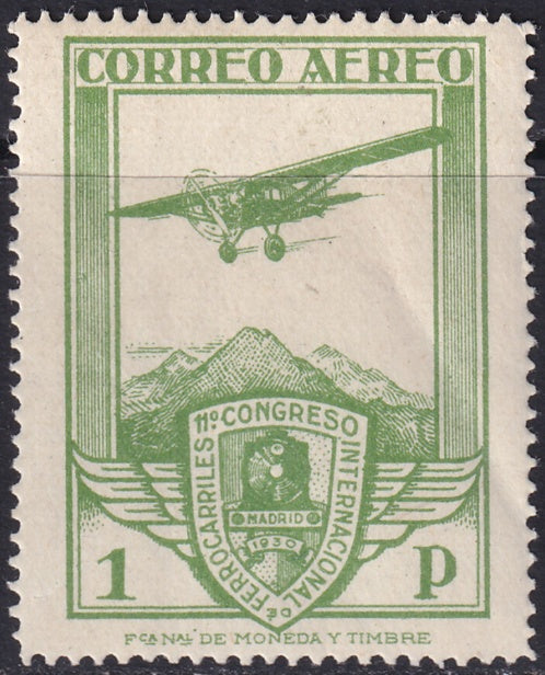 Spain 1930 Sc C16 var air post MLH* variety creases