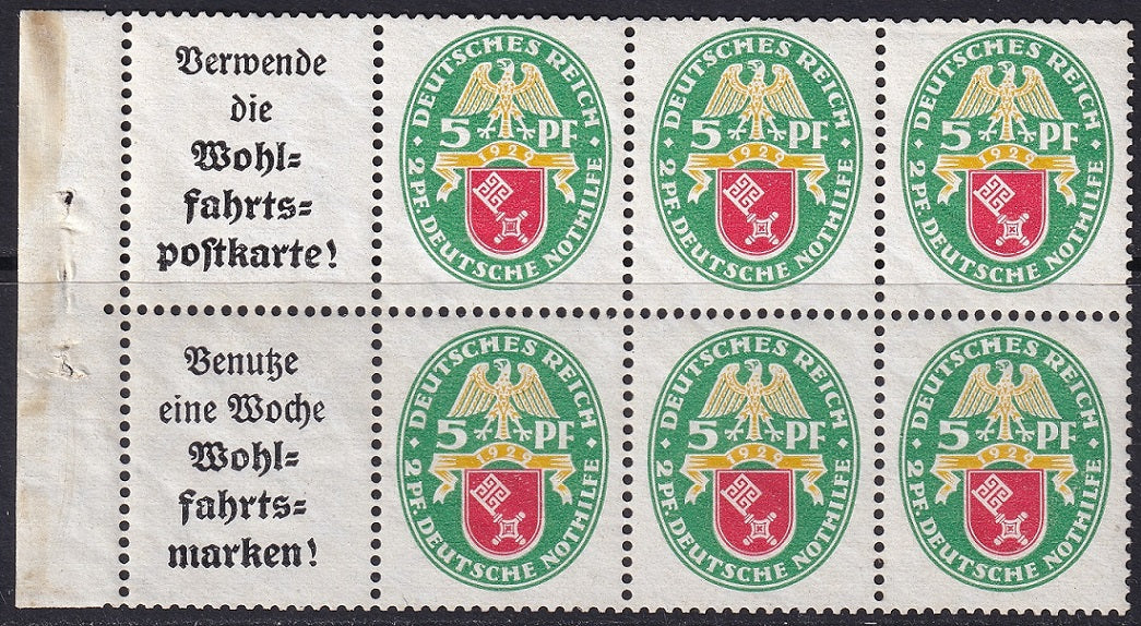 Germany 1929 Sc B28a booklet pane MLH*