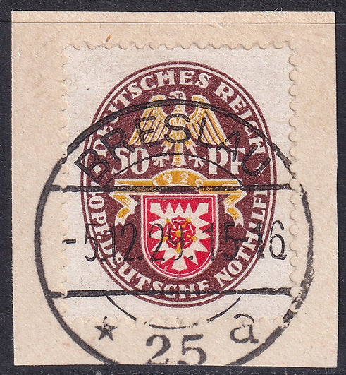 Germany 1929 Sc B32 used Breslau cancel on piece