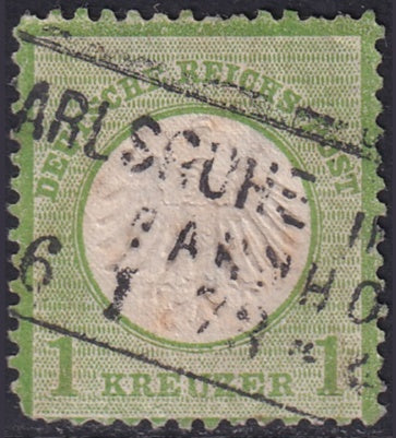 Germany 1872 Sc 7 used Karlsruhe Bahnhof box cancel small thin