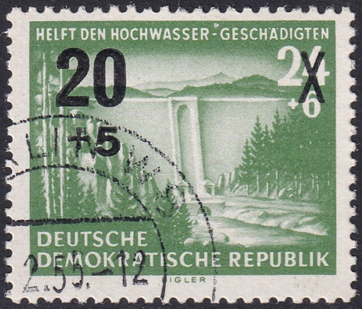 Germany DDR 1955 Sc B27 var CTO "deformed + sign" plate flaw variety