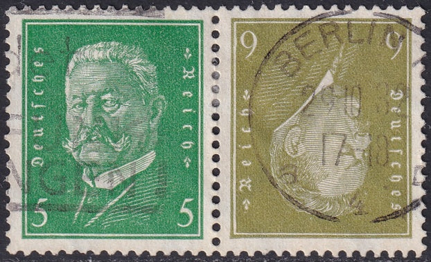 Germany 1928 Sc 368-9 se-tenant pair from booklet used Berlin cancel