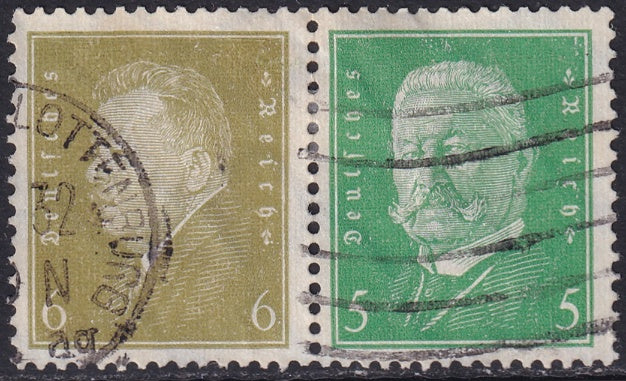 Germany 1928 Sc 368-9 se-tenant pair from booklet used Charlottenburg cancel