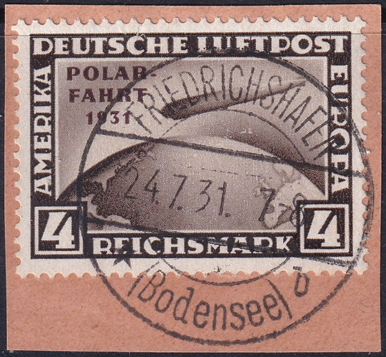 Germany 1931 Sc C42 air post used Friechrichshafen cancel on piece