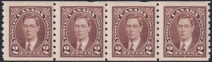 Canada 1937 Sc 239 coil strip of 4 MNH**