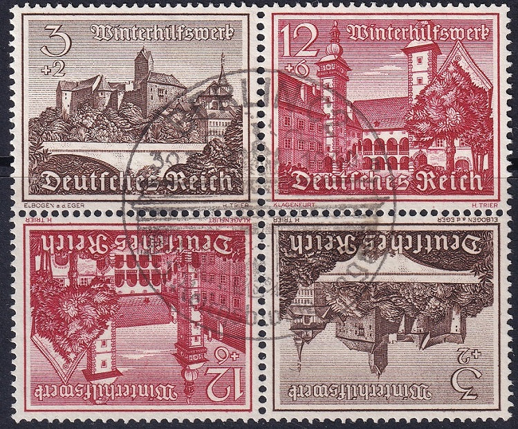 Germany 1939 Sc B160a se-tenant block from booklet used Berlin cancel