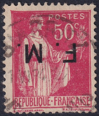 France 1934 Sc M7b military used inverted overprint Biarritz cancel