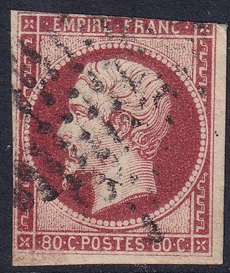 France 1854 Sc 19 used star cancel trimmed at top