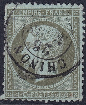 France 1862 Sc 22 used Chinon cancel small thin