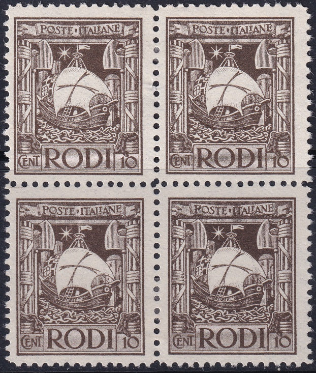 Italy Aegean Rhodes 1929 Sc 16 block MH*