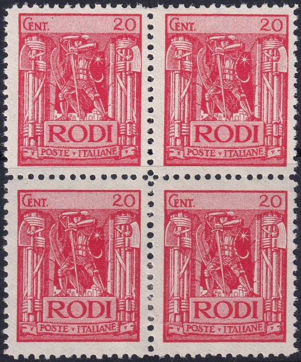 Italy Aegean Rhodes 1929 Sc 17 block MH*
