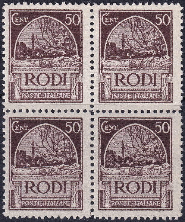 Italy Aegean Rhodes 1929 Sc 20 block MLH*