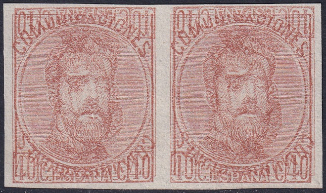 Spain 1872 Sc 185 MNG(*) pair double inverted impression printers waste expertized