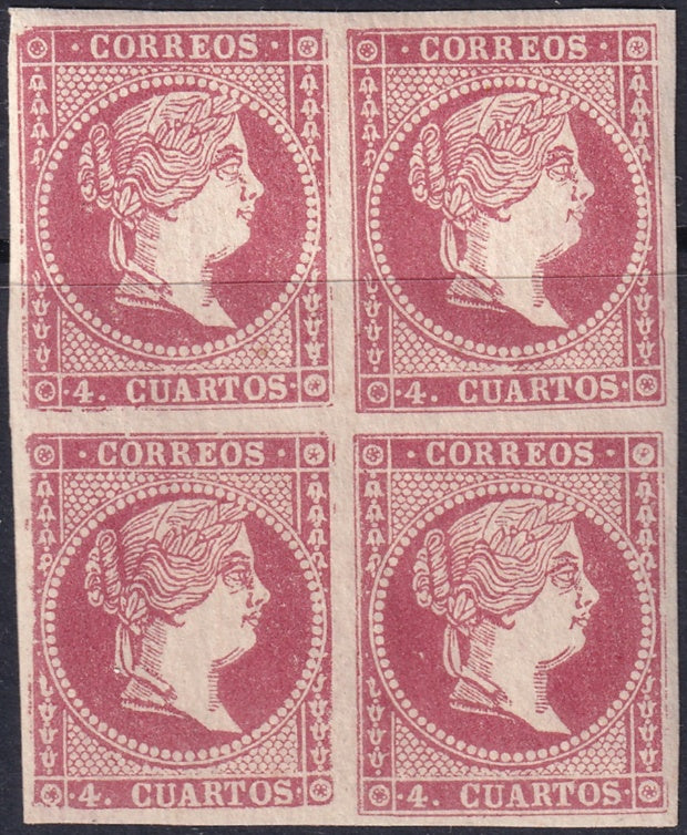 Spain 1856 Sc 45 block MNH** type IV