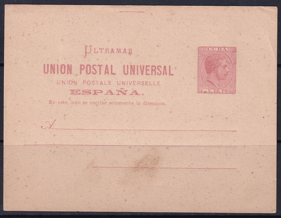 Cuba 1882 Sc Ed entero 12 postal stationery MH* stains