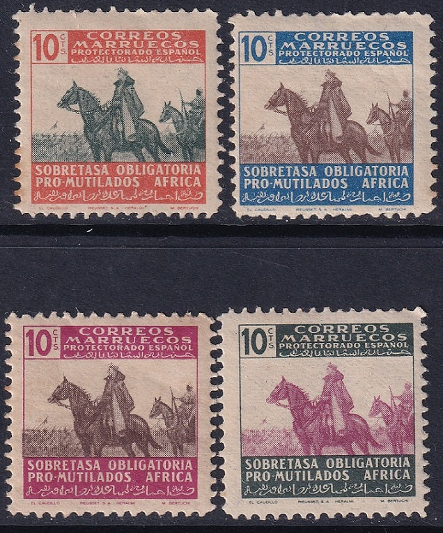 Spanish Morocco 1945 beneficencia Ed 32-5 set MH* toning