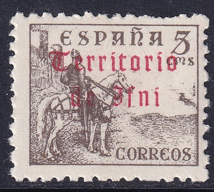 Ifni 1948 Sc 29 MLH* overprint offset on gum variety