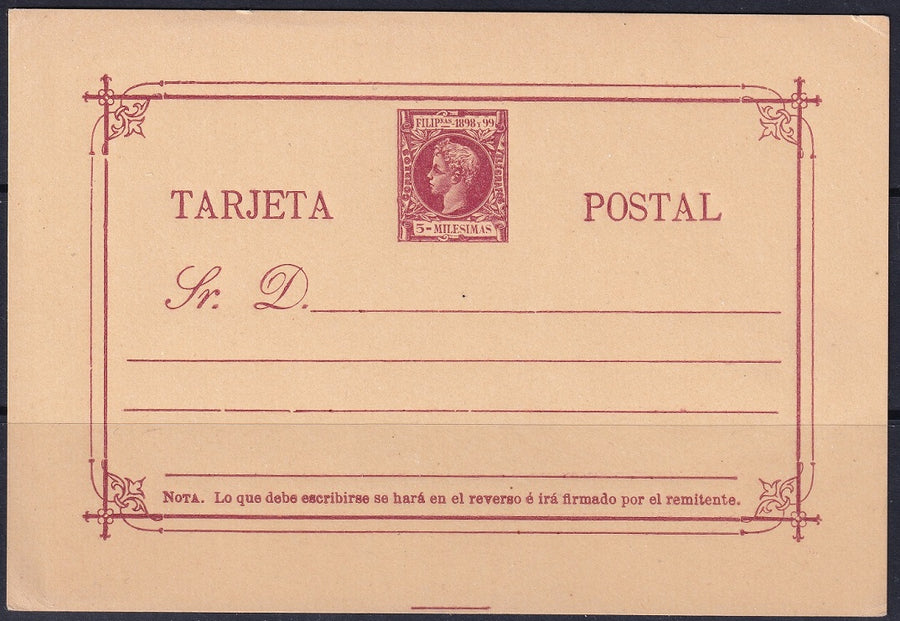 Philippines 1898 Ed entero 12 postal stationery MNH**