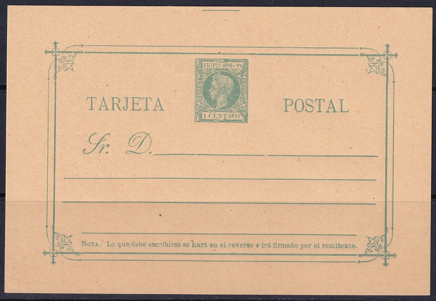 Philippines 1898 Ed entero 13 postal stationery MNH**