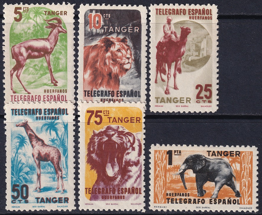 Spanish Tangier 1955 beneficencia Ed 59-64 set MH* couple thins