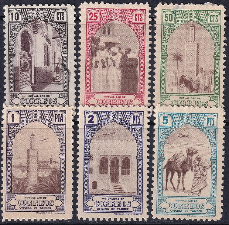 Spanish Tangier 1947 beneficencia Ed 29-34 set MH*/used couple thins