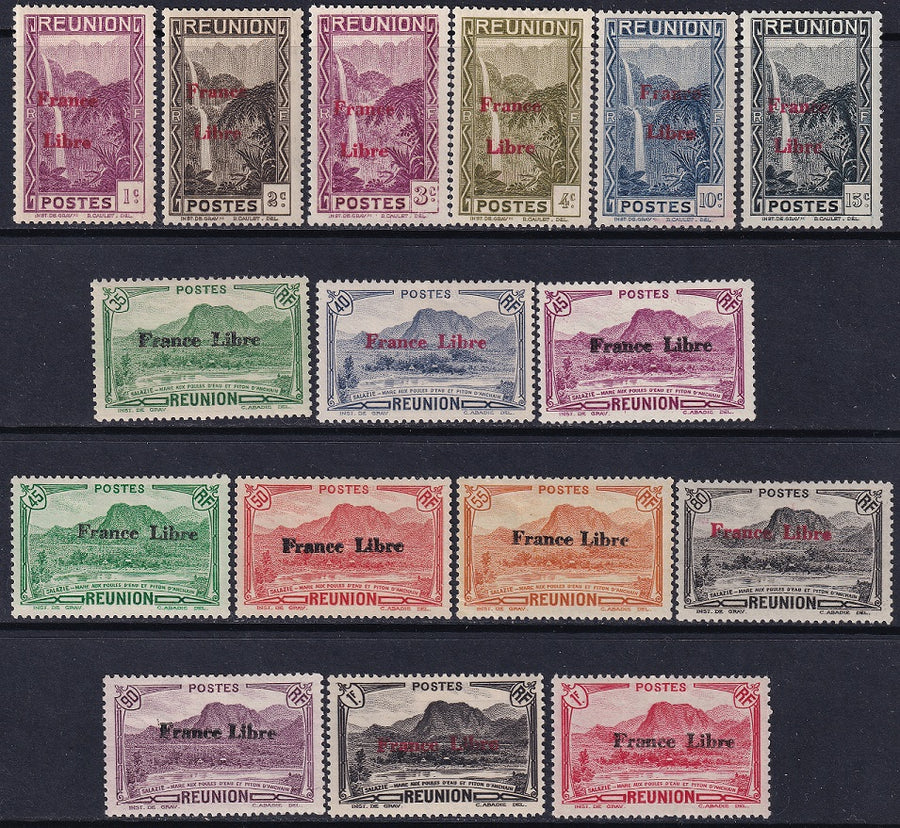 Reunion 1943 Sc 181/206 partial set MH* 16 values